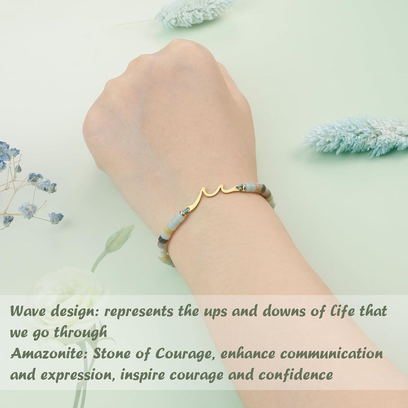 Sereney Birthday Gifts for Women, Wave Bracelet as 13th 16th 18th 21st 40th 50th 60th Birthday Gifts for Girls, Adjustable Natural Stone Bracelet as Valentines Day Gifts for Teen Girls Gifts Idea - Image 4